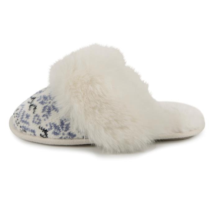 totes toasties® Ladies Fair Isle Knit Mule Slippers Blue Extra Image 4